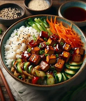 Vegan Tofu Teriyaki Rice Bowl