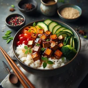 Vegan Tofu Teriyaki Rice Bowl