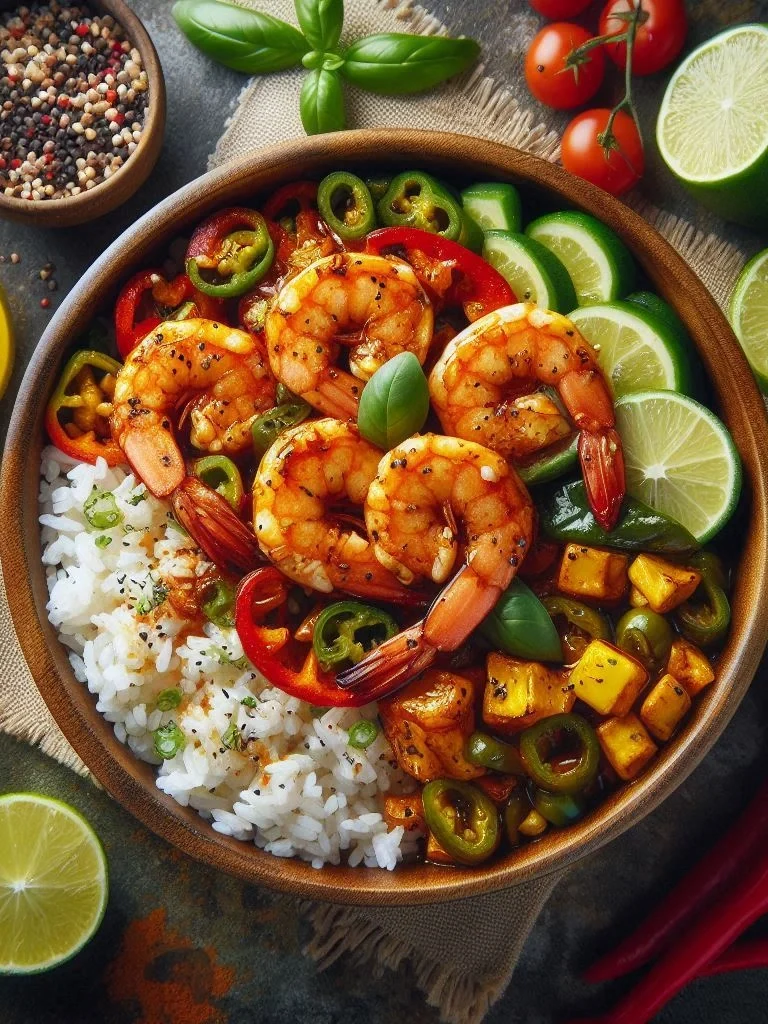 Spicy Caribbean Shrimp and Rice Bowl