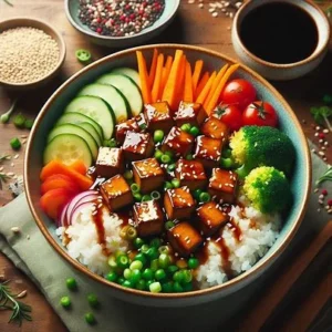 Vegan Tofu Teriyaki Rice Bowl