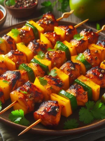 Mango Jerk Chicken Skewers