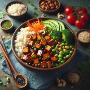 Vegan Tofu Teriyaki Rice Bowl